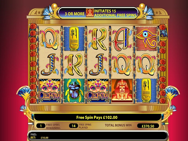 Cleopatra Free Spins Screen
