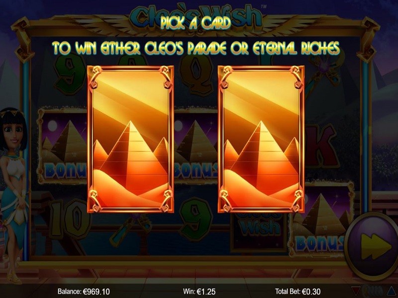 Cleo's Wish Free spins pick screen