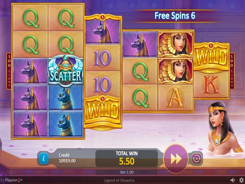 Legend of Cleopatra Free spins screen